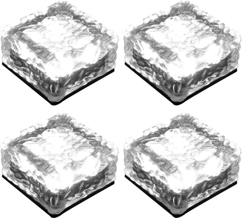 LED-Solarleuchten für Glaspflaster, Wegeleuchten, Solarleuchten für Garten, Balkon und Terrasse, Außendekoration (4er-Pa...