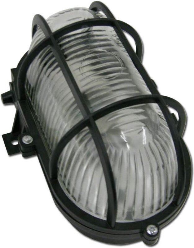 Stromlampe ovale Wandleuchte 60W E-27 schwarze Box 14025