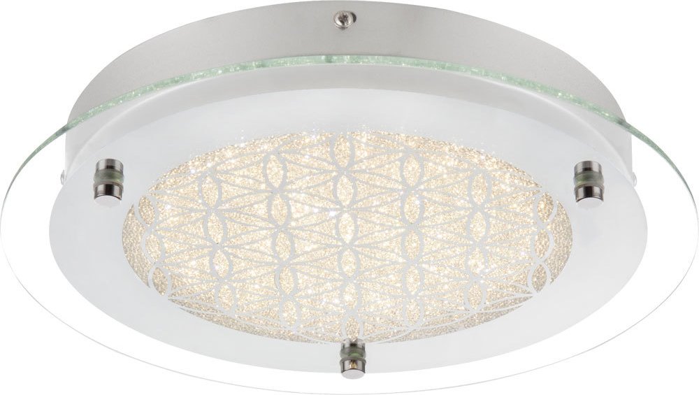 Led Deckenleuchte Deckenlampe Chrom Spiegelrand Kristall-Design 28 cm Wohnzimmer Schlafzimmer