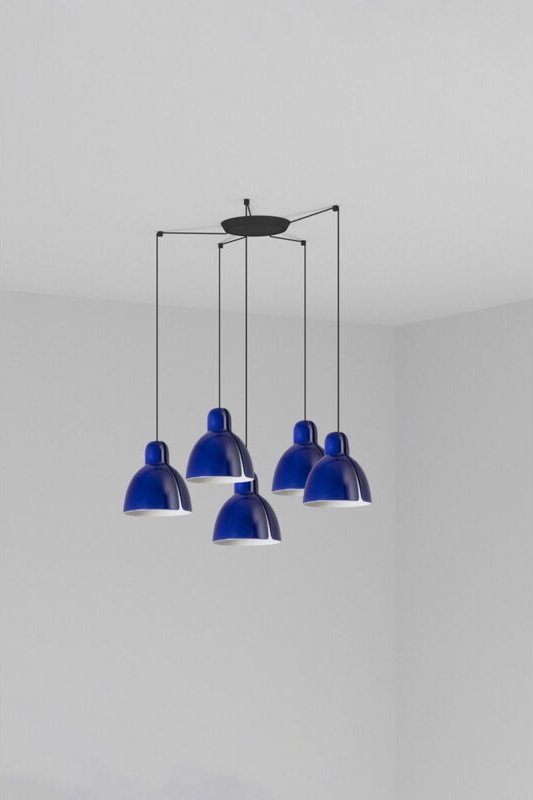 Faro VENICE 5-flammige Cluster-Pendelleuchte, blau