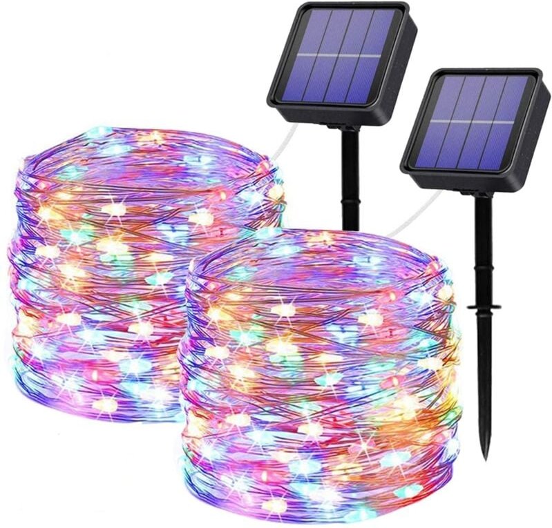 Solar-Lichterkette für den Außenbereich, 12 m, 100 LEDs, Solar-Lichterkette, 8 Modi, wasserdicht, Kupferdraht, Dekoratio...