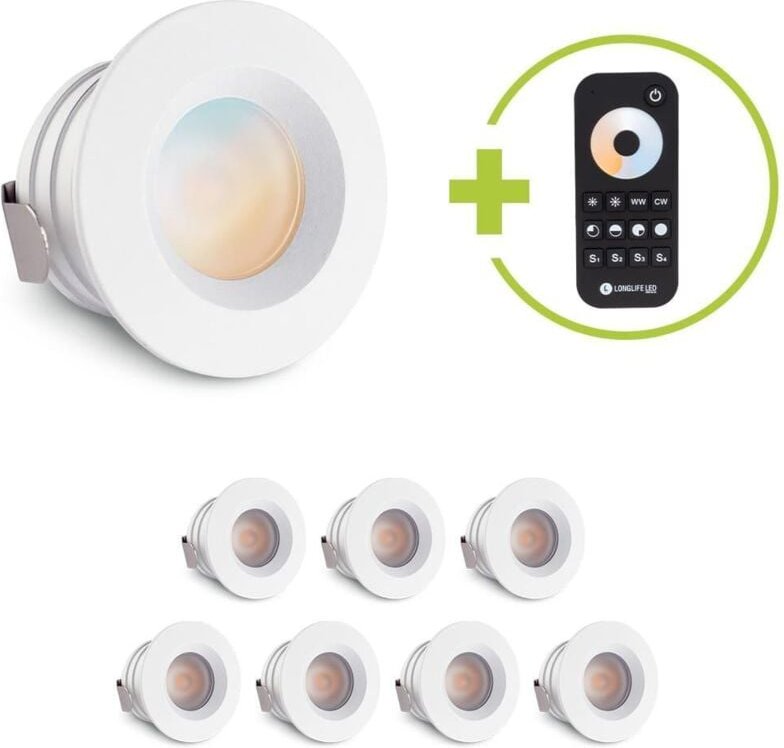 Einbaustrahler Mini flach Torino 3W CCT IP44 - Farbe: weiß - Anzahl: 8x