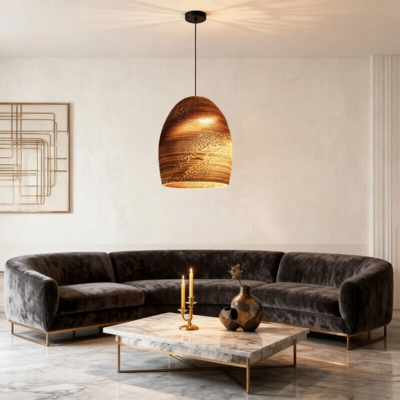 JOYINLED moderner Kronleuchter 25 cm, braune Papppendelleuchte, E27-Fassung, ideal zur Dekoration Ihres Esszimmers oder ...