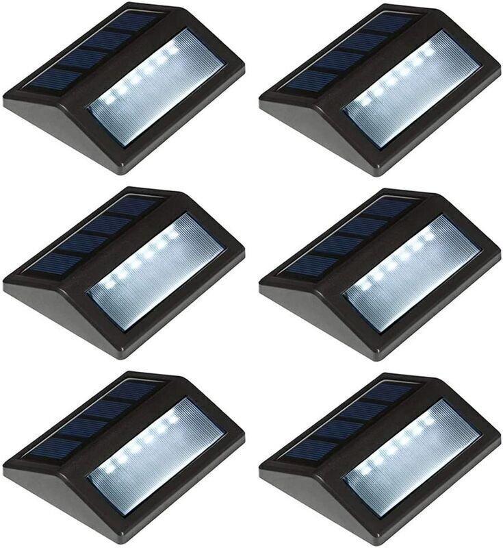 Set mit 6 solarbetriebenen, wasserdichten LED-Außenleuchten für Treppengeländer, Terrassen, Zäune, Wege und Mauern, tage...