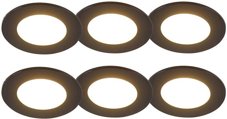 6er Set Einbaustrahler schwarz inkl. led 3-Stufen dimmbar IP65 - Blanca
