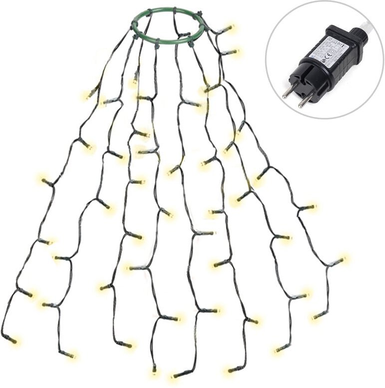 0,6m Christbaumbeleuchtung mit Ring und 8 Girlanden, 48er LED Überwurf Lichterkette Weihnachtsbaum Wasserdicht Weihnacht...