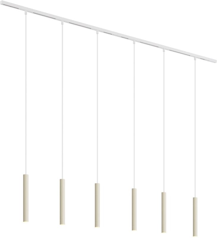 Modernes Schienensystem mit 6 Pendelleuchten Beige mit Weiß 1-phasig - Slimline Keno