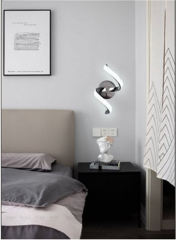 Trade Shop Traesio - Trade Shop - led Wandleuchte 9Watt gebogen Spirale Kaltes Licht natürliches warmes E58 Silber -