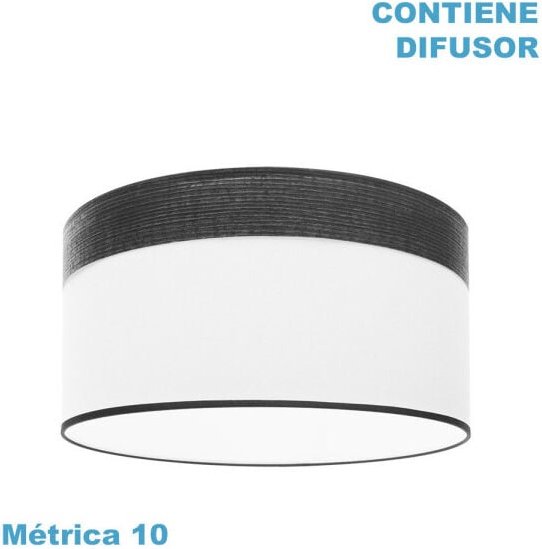 Cloe m10 Hängelampenschirm weiß/holz-schwarz 50dx50dx22h inklusive Diffusor