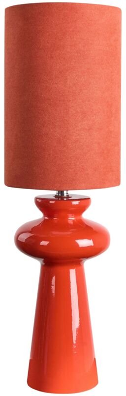 Beliani - Tischlampe Rot Keramik 61 cm Stoffschirm Kunstwildleder Trommelform Kabel mit Schalter Modern Schlaf- u. Wohnz...