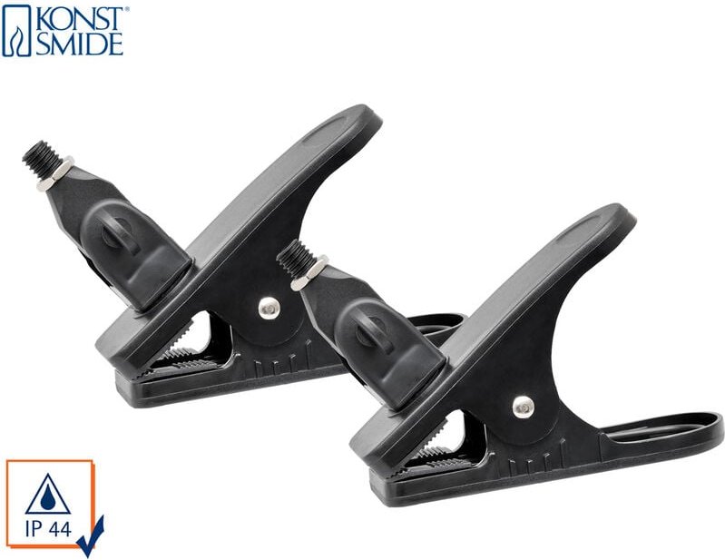 Konstsmide - 2er-Set Befestigungsclips für Stableuchten, mit einstellb. Winkel, Serie Amalfi