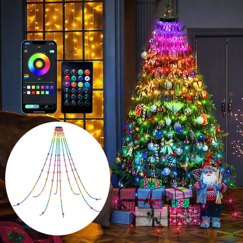 Swanew - Christbaumbeleuchtung Bäume APP-Kontrolle Christbaum 160 led Lichterkette Außen