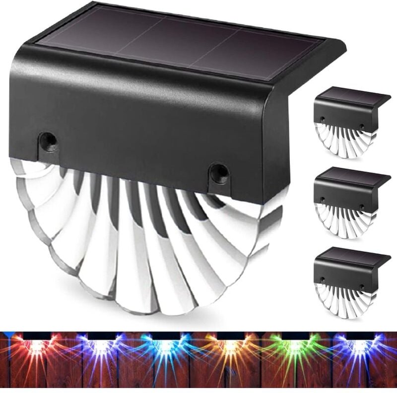 Vtizikl Lampe Solaire Extérieur Jardin,led Éclairage mural d'extérieur,4pack Blanc chaud + couleur RVB, lumières de clôt...