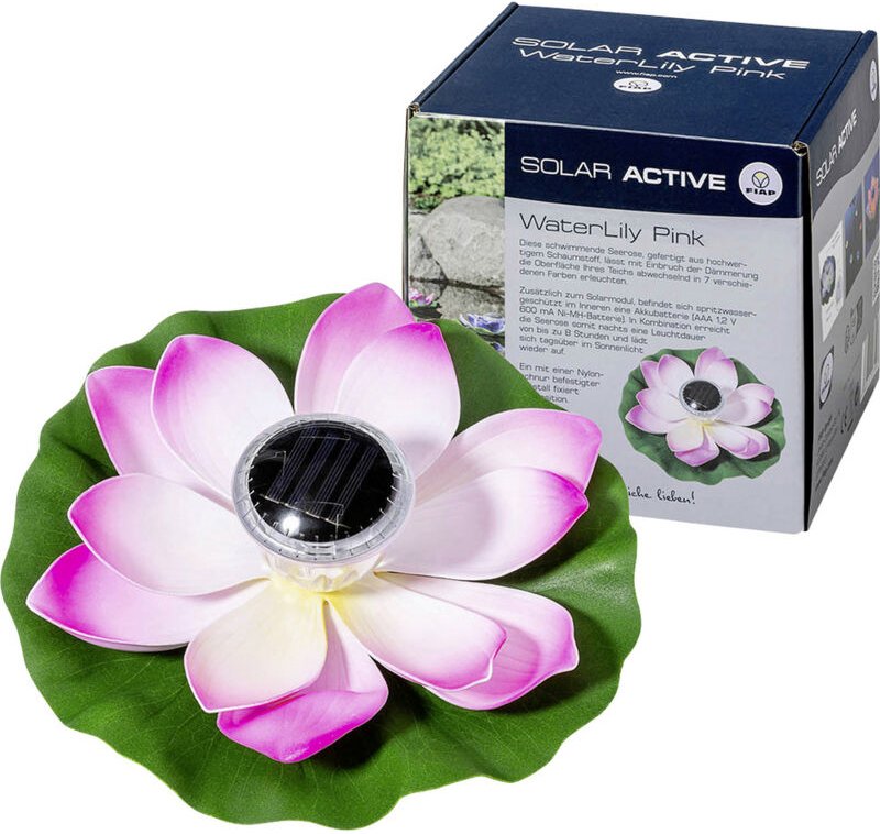 FIAP 3206-1 SOLAR ACTIVE WaterLily Pink Solar-Dekoleuchte LED LED fest eingebaut Pink