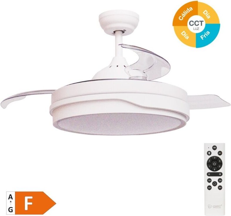 Deckenventilator "Lentini" mit dimmbarem LED-Licht und Fernbedienung (36W 3CCT 3547lm mit einziehbaren Flügeln) weiß