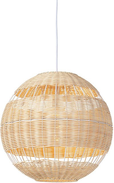 Pendelleuchte im Landhausstil weiß mit Rattan - Rattan
