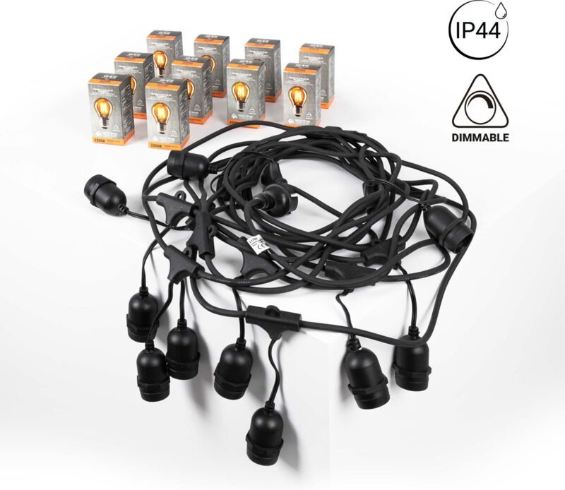 Set - Lichterkette für außen 11,5m + 10 dimmbare LED-Glühbirnen