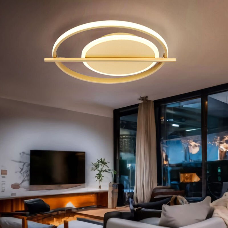 Deckenleuchte Lampe Wohnzimmerlampe led Leuchte goldfarben Deckenlampe Schlafzimmer, Aluminium Metall,1x led 36W 2800Lm ...