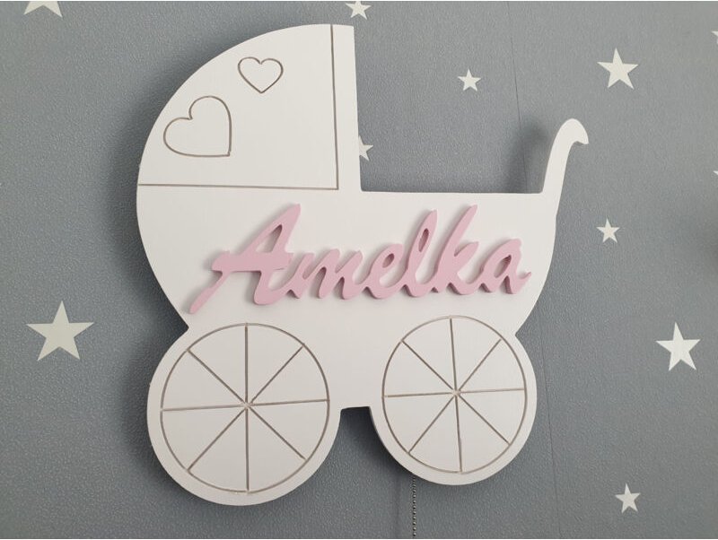 Batteriebetriebenes LED-Nachtlicht für Kinderwagen mit Namen