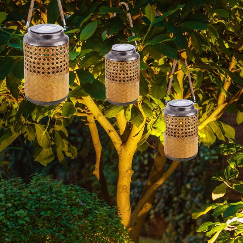 Outdoorleuchte Solar Laterne Außen Boho Deko Solarleuchte Solarlaternen für Außen Garten, hängend stehend, led, DxH 12 x...