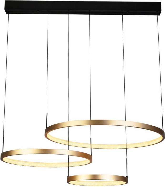 Searchlight Grace 3-Ring-Anhänger aus schwarzem, goldfarbenem Metall