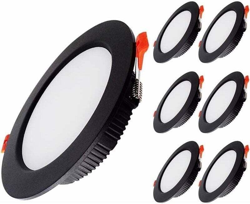 6er-Pack Einbau-LED-Strahler, extra flach, schwarz, IP44, 5 W, 500 lm (entspricht 50 W Glühlampe), Kaltweiß 6000 K, AC 2...