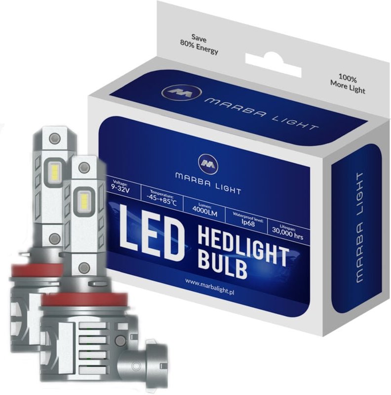 H8 / H9 / H11 LED-LAMPEN 30W ULTRA WEISS MLWINH8 2St