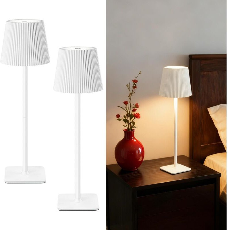 2er LED Tischlampe kabellos mit 5200mAh Akku