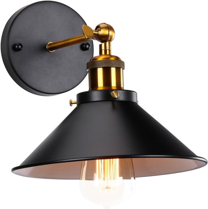 Wandleuchte, Vintage Industrielle Wandlampe aus Metall mit Ø22cm Lampenschirm für Schlafzimmer Wohnzimmer Esszimmer (Sch...