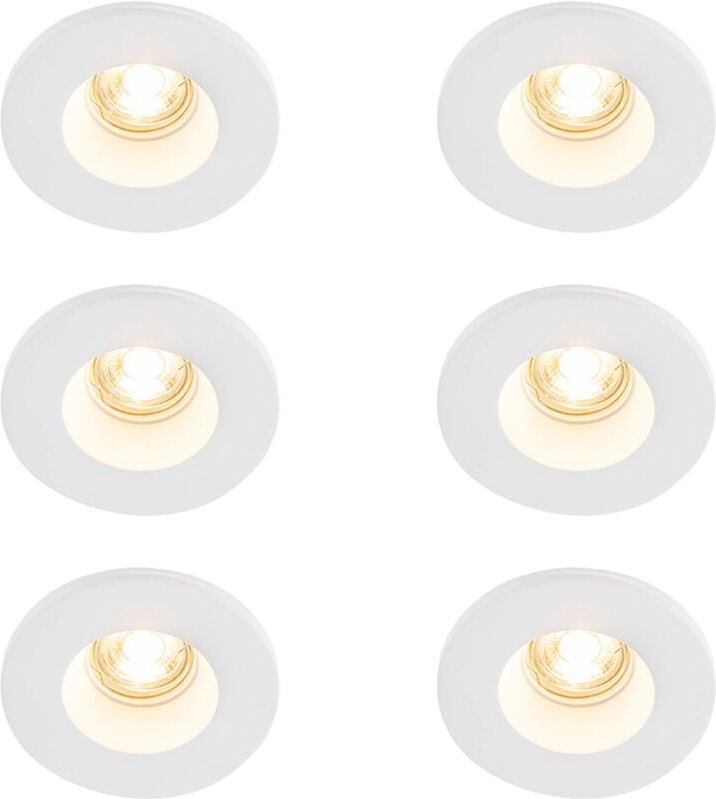 Set mit 6 Einbauspots weiß 13 cm rund - Gypsy Stucco