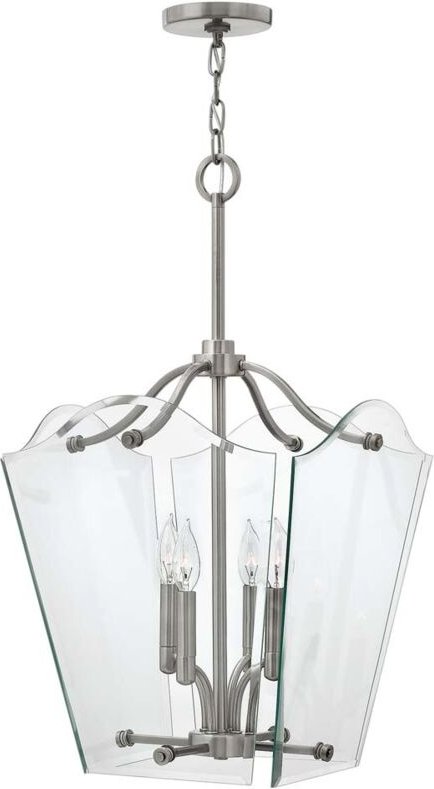 Hängeleuchte Deckenlampe Pendelleuchte Glas Metall Nickel d 40,6 cm 4 Flammig