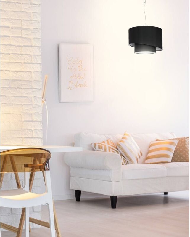 Hängelampe Ollastra, Strukturmaterial Stoff, Schwarz 62