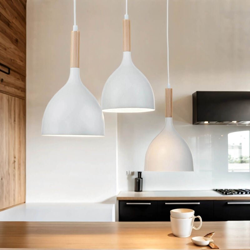 Licht-erlebnisse - Pendelleuchte Weiß E27 Metall Hängeleuchte