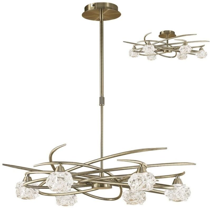 Inspired Mantra - Maremagnum - Teleskop Semi Flush Cabrio 6 Light G9, Antik Messing