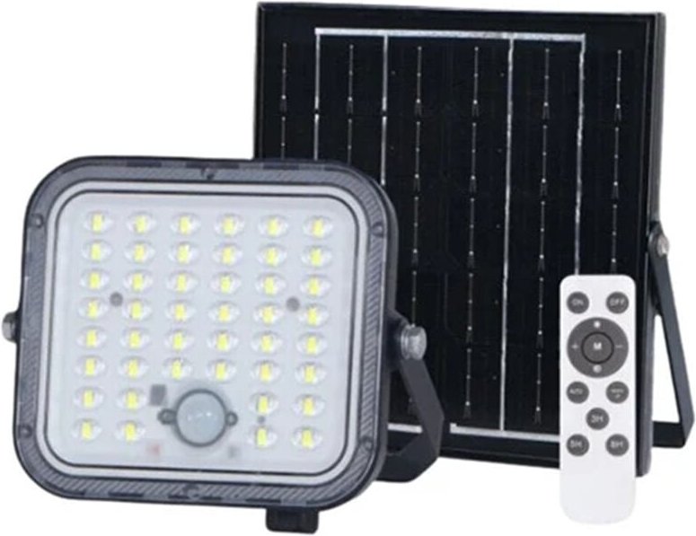 Trade Shop - FARETTO FARO CON PANNELLO SOLARE 140W 1400LM CON SENSORE PIR IP65 LUCE 6500K TK-N140-F -