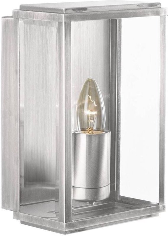 Searchlight - Box - 1 Licht Garten Wandleuchte im Freien Satin Silber IP44, E27