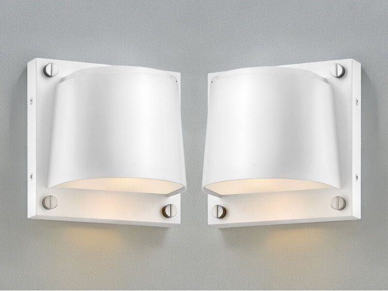 Meinewunschleuchte - 2er Set led Außenwandleuchten Downlight Weiß, Höhe 16,5cm