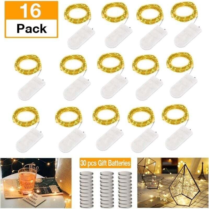AIDUCHO 15er-Pack LED-Weinflaschenlichter mit Batterien, 20 LEDs, 2 m Kupferdraht mit Korkenlicht, Kupferdraht für DIY-D...