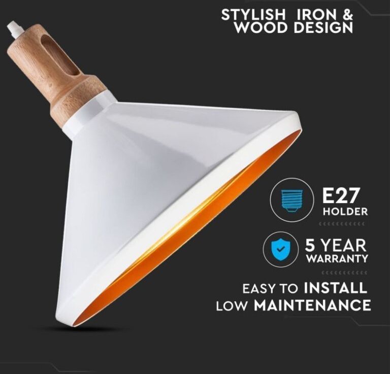 LED-Kronleuchter aus Metall, Kegelform, E27-Lampenfassung (max. 60 w), glänzendes Weiß - V-tac