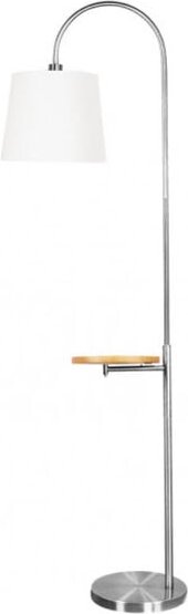 1xe27 elfenbeinfarbener Lounge-Ständer 1xe27 nickel mit weißem Lampenschirm mit eingebautem Holztisch 180x30x52 cm