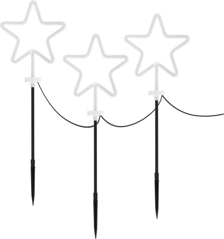 ECD Germany 3er Set Gartenstecker Stern, H:58 cm, Deko Beleuchtung für Außen, Lichterkette für Weihnachten, Gartenleucht...