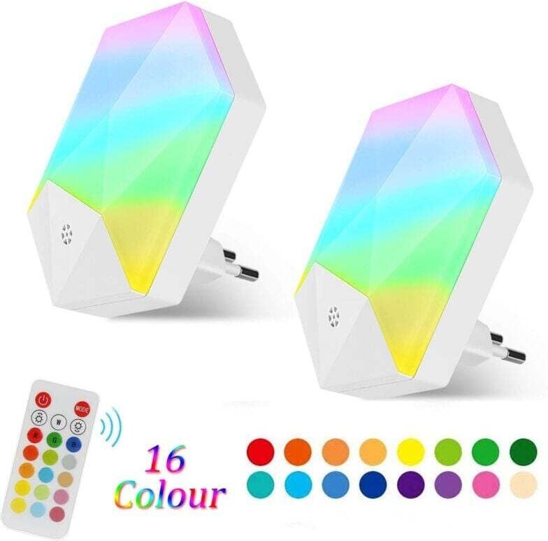 LED-Nachtlicht für Kinder, Baby-Nachtlampe, Plug-and-Play mit Fernbedienung, 16 einstellbare Farben, RGB, dimmbare Helli...