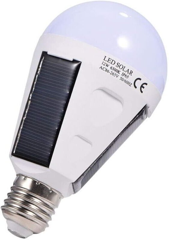 Solar-LED-Lampe, E27 IP 65, tragbare LED-Notlampe mit Haken (12W)