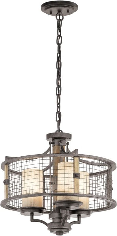 Thumbnail - Ahrendale - 3 Light Pendel Kronleuchter Light Mesh Iron, E27 - Elstead
