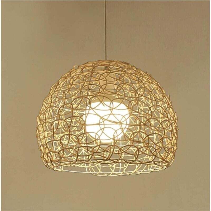 Handgeflochtene Rattan-Deckenleuchte, kugelförmige Pendelleuchte, hohle indonesische Rattan-Deckenleuchte im ländlichen ...