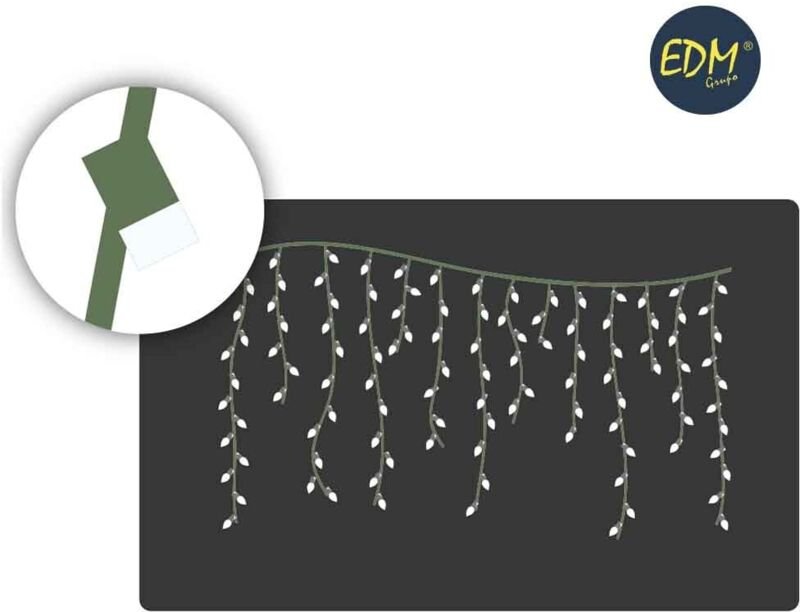EDM - Vorhang Eiszapfen easy-connect 2x0,5m 12 Streifen white kalt 30v (innen-außen) total 0,72w