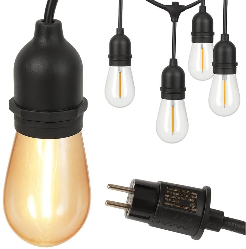 Lichterkette mit 20 LED-Lampen (E27) für die Gartenbeleuchtung