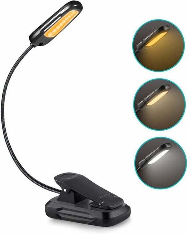 Thumbnail - Leselampe, Leselampe, Buchlampe, wiederaufladbare USB-Leselampe, 9 LEDs mit 3 Helligkeitsmodi und 3 Farbtemperaturen, 36...