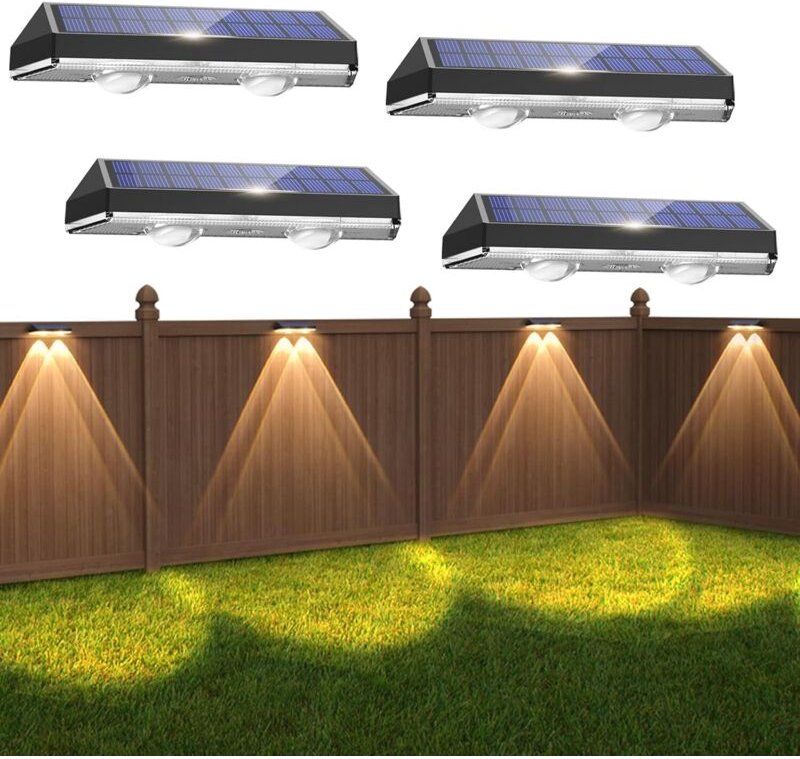 4er-Set Solar-Außenleuchten – IP65 wasserdicht – 3 Leuchtmodi – Solar-Wandleuchte – LED-Gartenleuchte – Zaunbeleuchtung ...