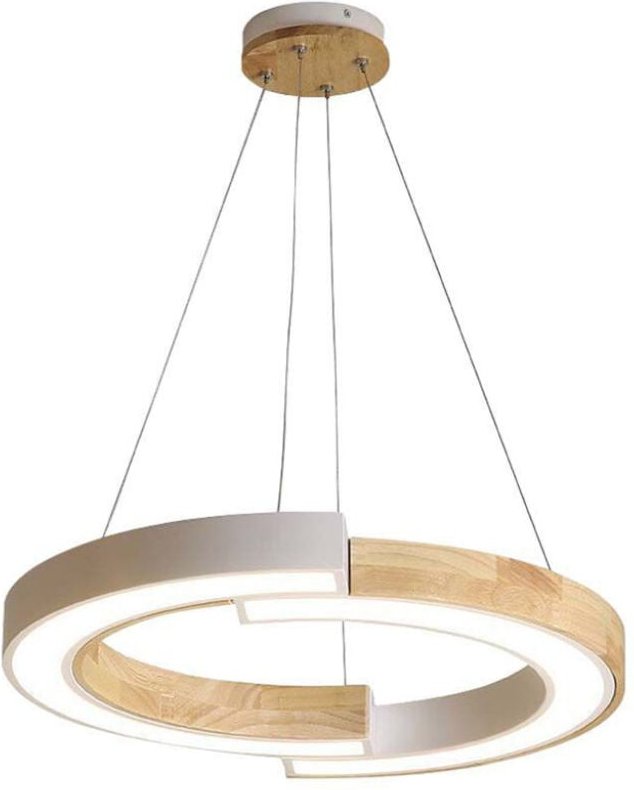 Designer-Deckenleuchten - Designer-Hängelampen - IP20 - Weiß+Holzgehäuse - 32 Watt - 4000 Lumen - 3000K